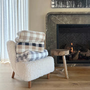 Kashwere Ultra Plush Gingham Cloud Throw Blanket ~ Malt, Creme, Teddy, Slate & Steel