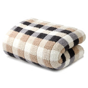 Kashwere Ultra Plush Gingham Cloud Throw Blanket ~ Malt, Creme, Teddy, Slate & Steel