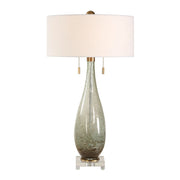 Uttermost Cardoni Smokey Fern- Green Glass Table Lamp
