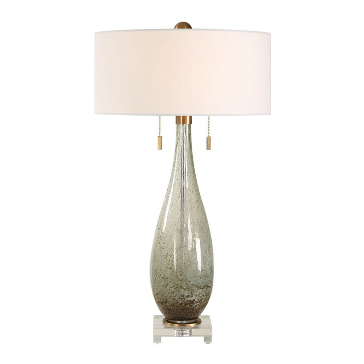 Uttermost Cardoni Smokey Fern- Green Glass Table Lamp