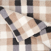 Kashwere Ultra Plush Gingham Cloud Throw Blanket ~ Malt, Creme, Teddy, Slate & Steel
