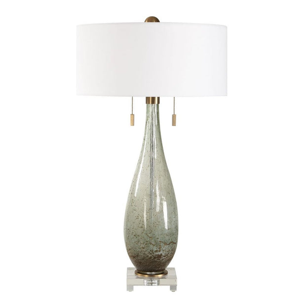 Uttermost Cardoni Smokey Fern- Green Glass Table Lamp