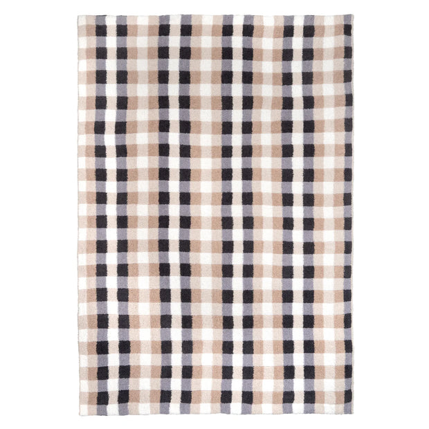 Kashwere Ultra Plush Gingham Cloud Throw Blanket ~ Malt, Creme, Teddy, Slate & Steel