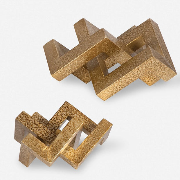 Uttermost Avan Antiqued Gold Iron Set of 2 Sculptures