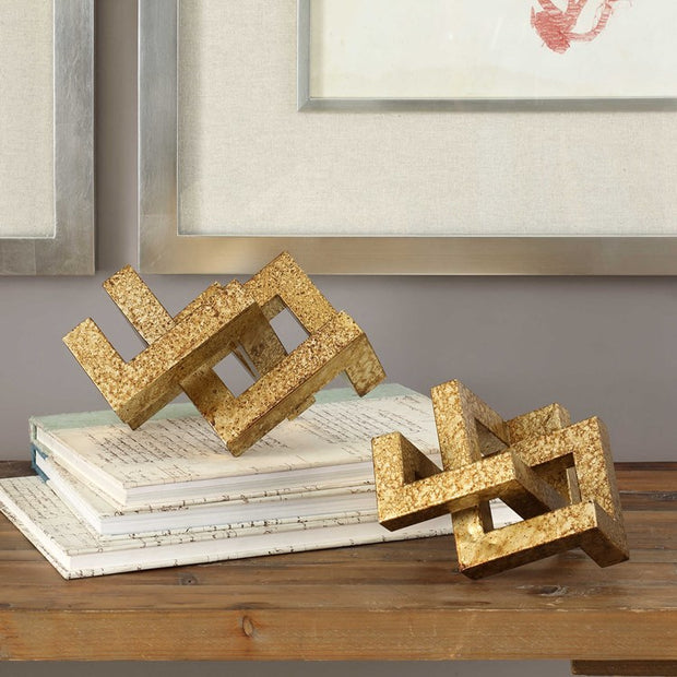 Uttermost Avan Antiqued Gold Iron Set of 2 Sculptures