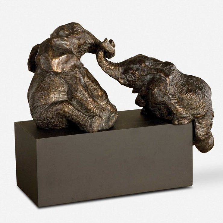 Uttermost Playful Pachyderms Antique Bronze Sculpture
