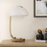 Uttermost Bend The Rules Antique Brass Desk Lamp With White Glass Shade