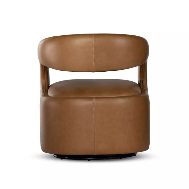 Four Hands Hawkins Swivel Chair ~ Sonoma Butterscotch Top Grain Leather