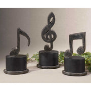Uttermost Music Notes Aged Black Set of 3 Sculptures