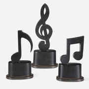 Uttermost Music Notes Aged Black Set of 3 Sculptures