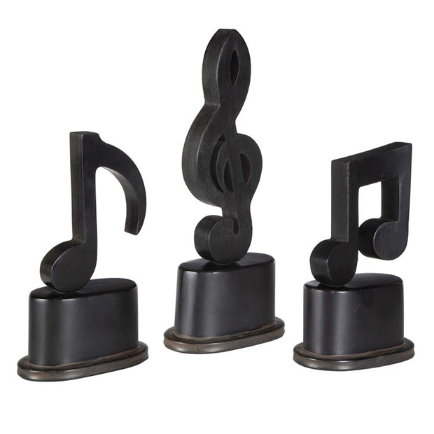 Uttermost Music Notes Aged Black Set of 3 Sculptures