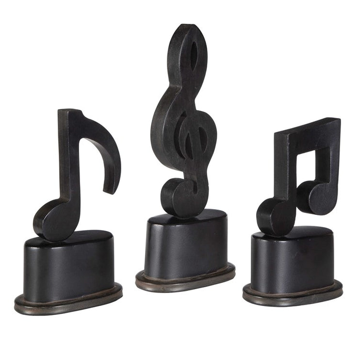Uttermost Music Notes Aged Black Set of 3 Sculptures