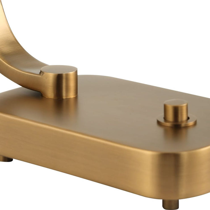 Uttermost Bend The Rules Antique Brass Desk Lamp With White Glass Shade