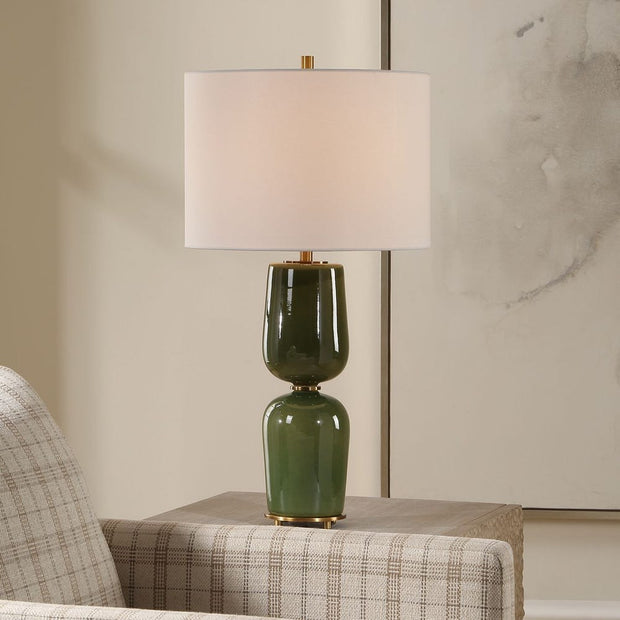 Uttermost Meyer Moss Green With Antique Brass Table Lamp
