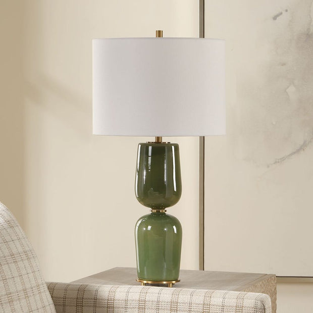 Uttermost Meyer Moss Green With Antique Brass Table Lamp