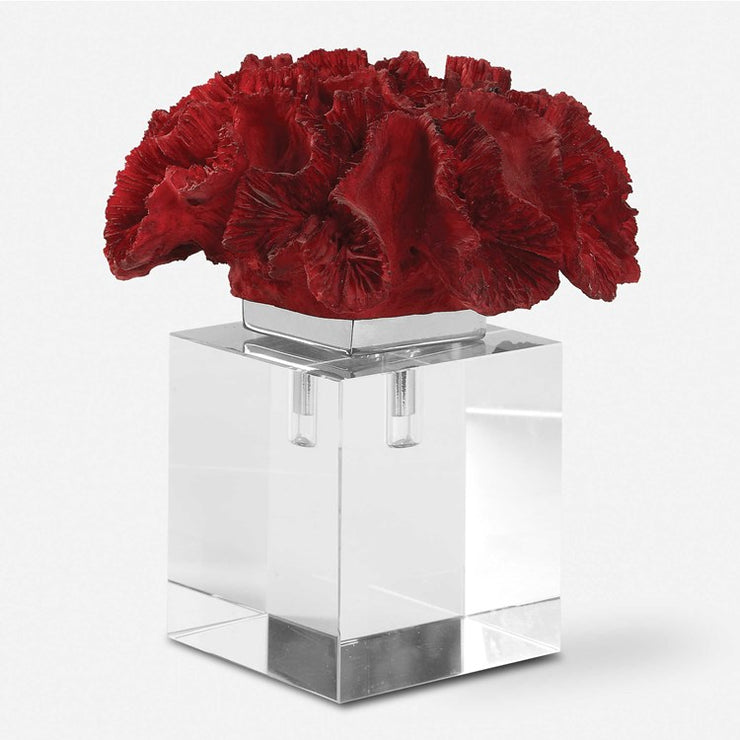 Uttermost Red Coral Cluster and Crystal Sculpture
