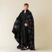 Kashwere Midnight Grey and Black Check Cloud Throw Blanket