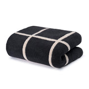 Kashwere Ultra Plush Window Pane Heathered Cloud Throw Blanket ~Midnight Grey, Linen & Wheat