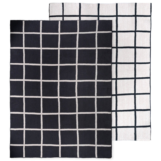 Kashwere Ultra Plush Window Pane Heathered Cloud Throw Blanket ~Midnight Grey, Linen & Wheat