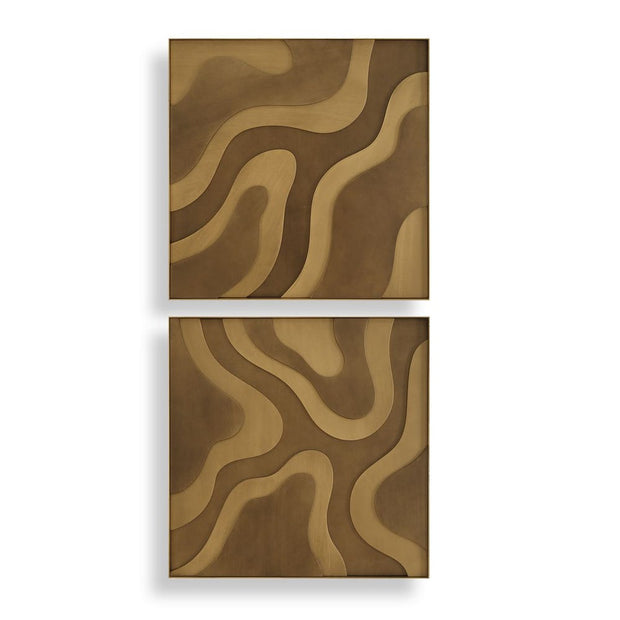 Uttermost Golden And Bronze Terrain Wood Wall Decor ~ Set Of 2