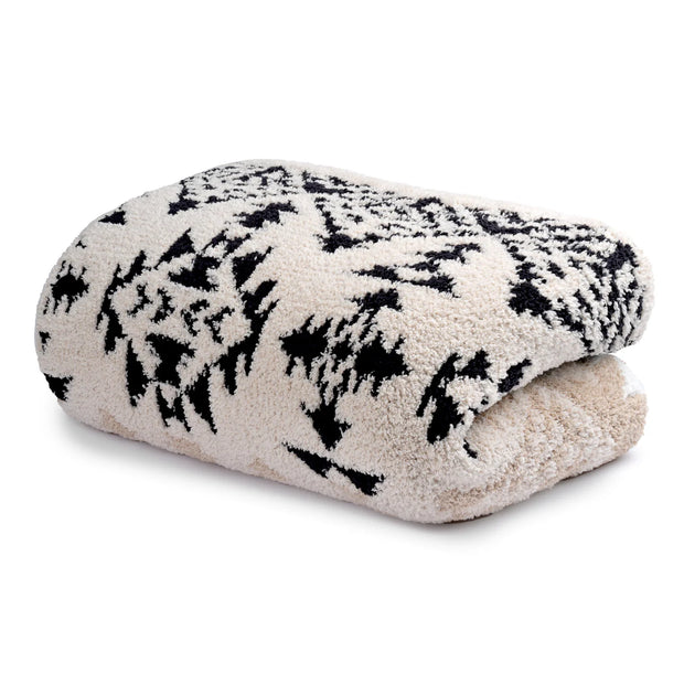 Kashwere Ultra Plush Vail Cozy Cloud Throw Blanket ~Midnight Grey, Linen, Wheat & Creme