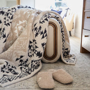 Kashwere Ultra Plush Vail Cozy Cloud Throw Blanket ~Midnight Grey, Linen, Wheat & Creme
