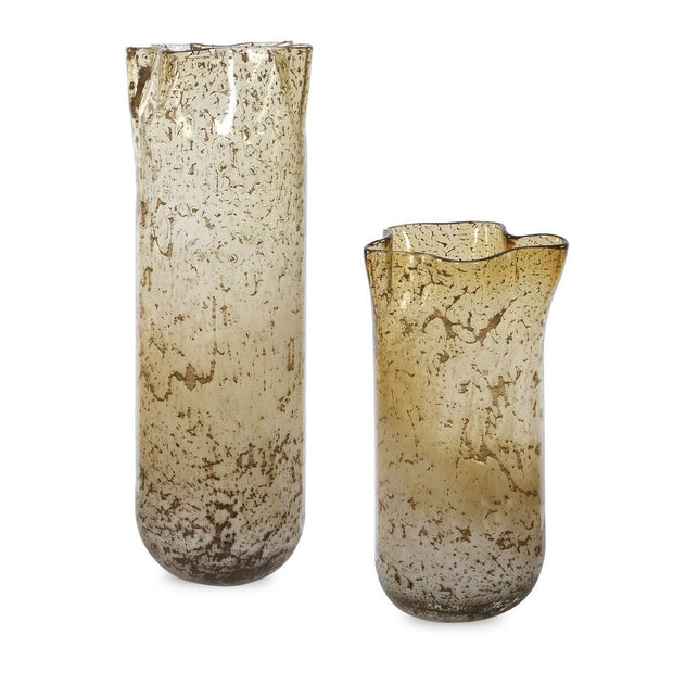 Uttermost Rhine Umber And Brown Glass Vases ~ Set of 2