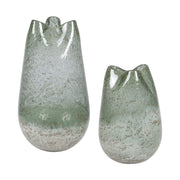Uttermost Chianti Blueish Green Glass Vases ~ Set Of 2