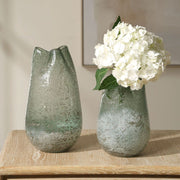 Uttermost Chianti Blueish Green Glass Vases ~ Set Of 2