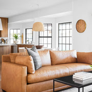 Rowe Furniture Sylvie Butterscotch Leather Bench Cushion  88” Sofa ~ Express Collection