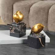Uttermost Golden Finch With Black Marble Base ~ Set Of 2
