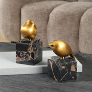 Uttermost Golden Finch With Black Marble Base ~ Set Of 2