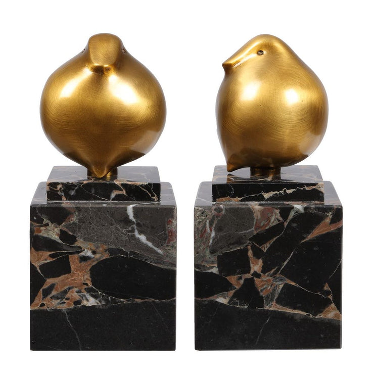 Uttermost Golden Finch With Black Marble Base ~ Set Of 2