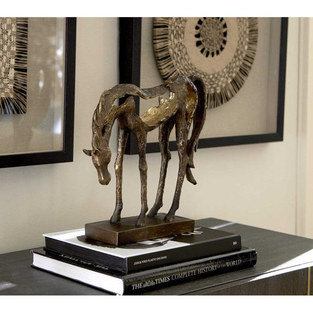 Uttermost Openly Grazing Antiqued Bronze Horse Sculpture