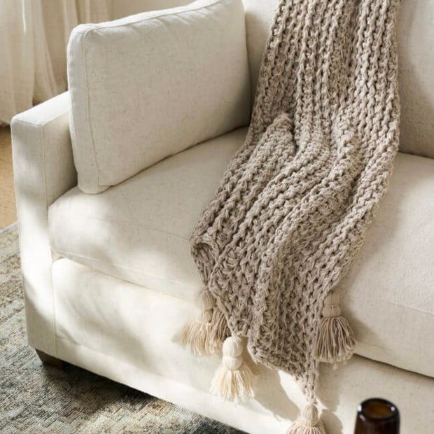 Rowe Furniture Sylvie Bone White Performance Fabric Bench Cushion 88” Sofa ~ Express Collection