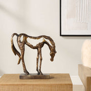 Uttermost Openly Grazing Antiqued Bronze Horse Sculpture