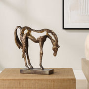 Uttermost Openly Grazing Antiqued Bronze Horse Sculpture