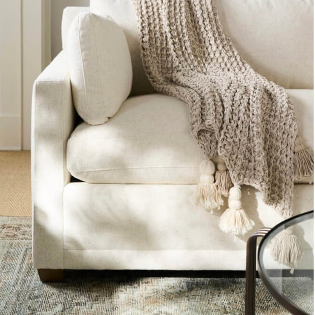 Rowe Furniture Sylvie Bone White Performance Fabric Bench Cushion 88” Sofa ~ Express Collection