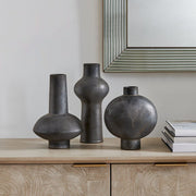 Uttermost Charcoal Bloom Vases ~ Set Of 3 ~ Indoor And Outdoor Use