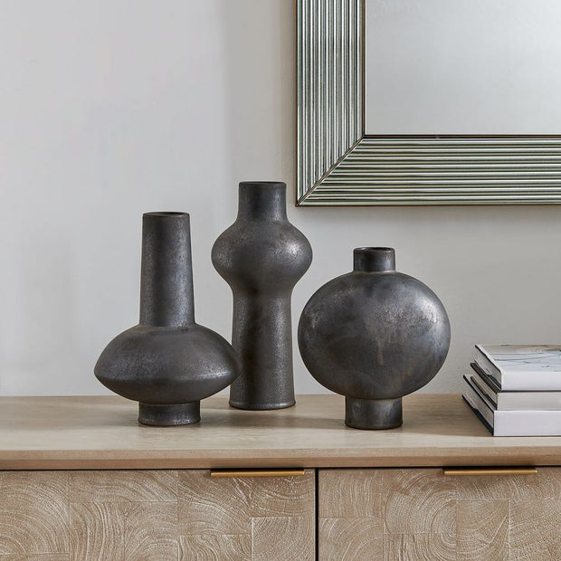 Uttermost Charcoal Bloom Vases ~ Set Of 3 ~ Indoor And Outdoor Use