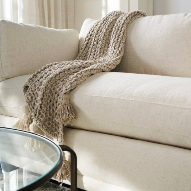 Rowe Furniture Sylvie Bone White Performance Fabric Bench Cushion 88” Sofa ~ Express Collection