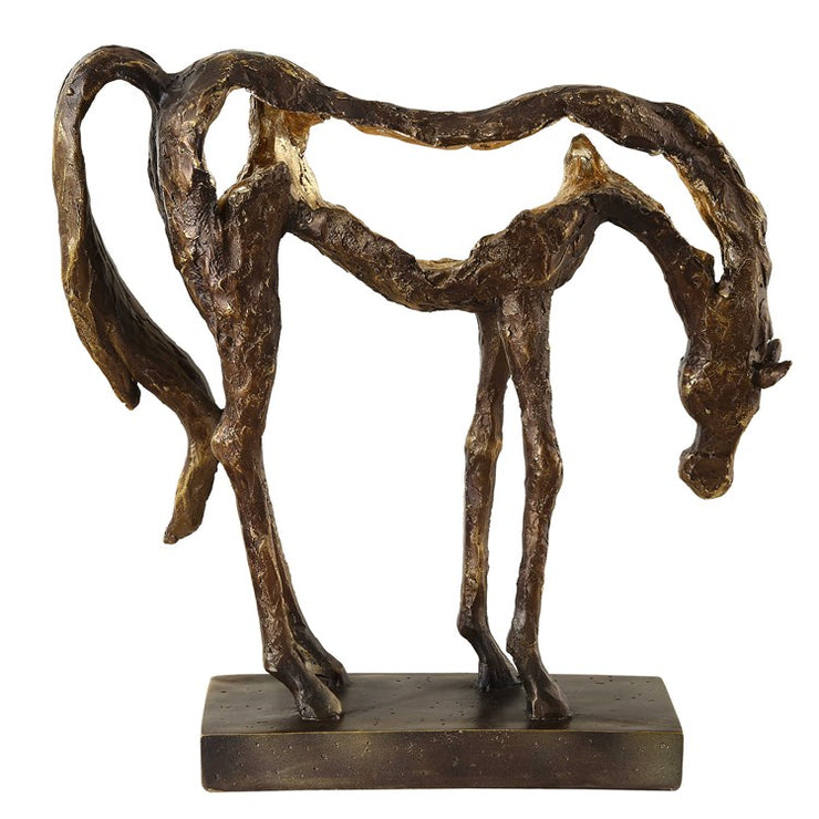 Uttermost Openly Grazing Antiqued Bronze Horse Sculpture