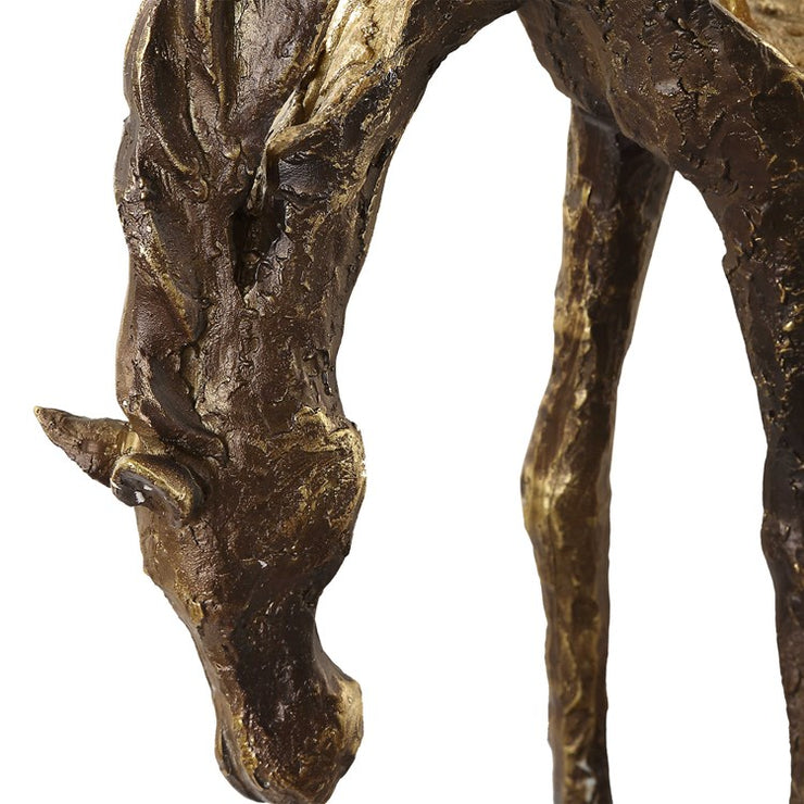 Uttermost Openly Grazing Antiqued Bronze Horse Sculpture
