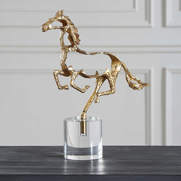 Uttermost Gallop Metallic Gold Horse Sculpture
