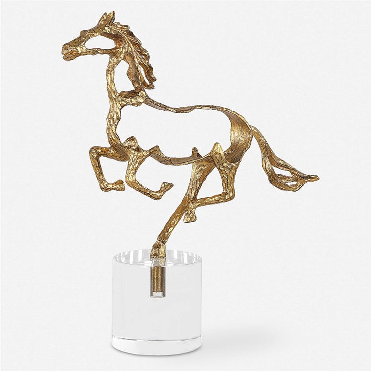 Uttermost Gallop Metallic Gold Horse Sculpture