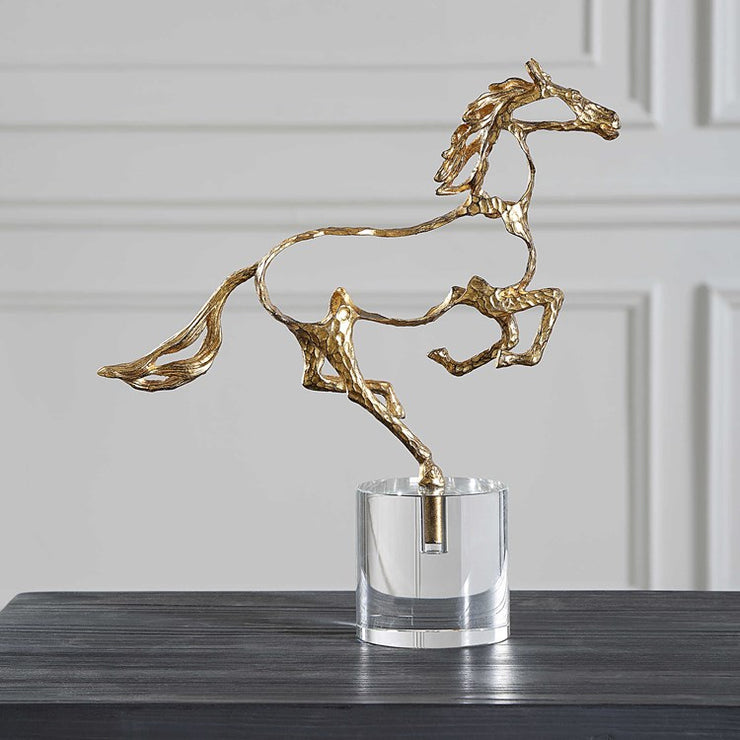 Uttermost Gallop Metallic Gold Horse Sculpture