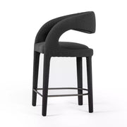 Four Hands Hawkins Counter Stool ~ Boucle Charcoal Upholstered Fiqa Performance Fabric