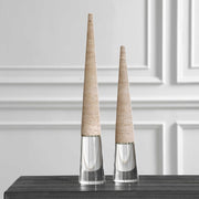 Uttermost Stoney Point Travertine and Crystal Set of 2 Sculptures