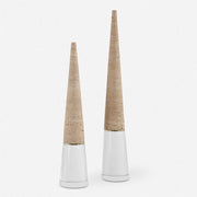 Uttermost Stoney Point Travertine and Crystal Set of 2 Sculptures