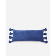 Sunday Citizen Navy Blue Braided Pom Pom Lumbar Pillow 36 x 14